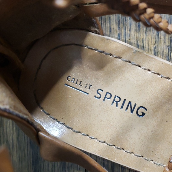 Call It Spring Tall Tan Gladiator Sandals with Gold Accent Heel - Picture 7 of 15